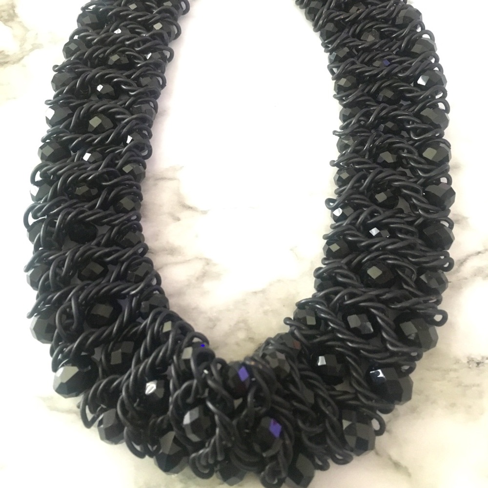 Braided Black Bead Necklace